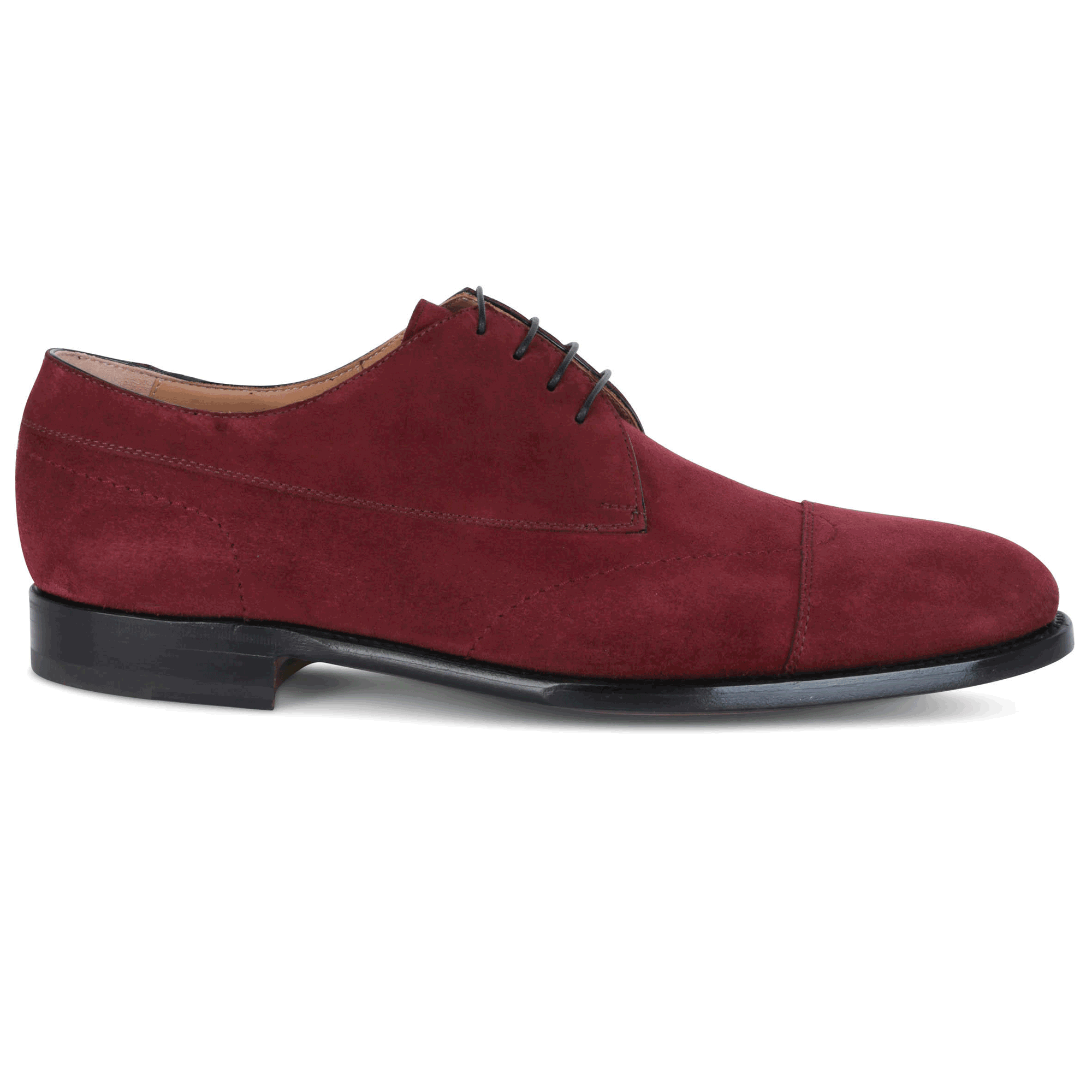  Giày derby da lộn màu đỏ rượu vang 