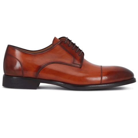  Giày derby da bò nam màu nâu đỏ 