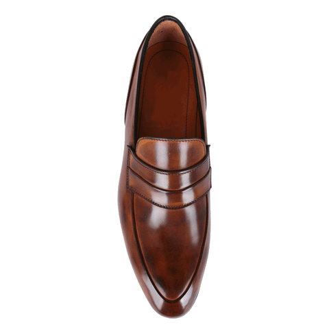  Giày da loafer cao cấp màu nâu da bò 