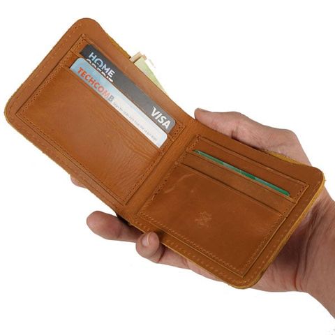  Ví ngang nam da bò màu nâu vàng 