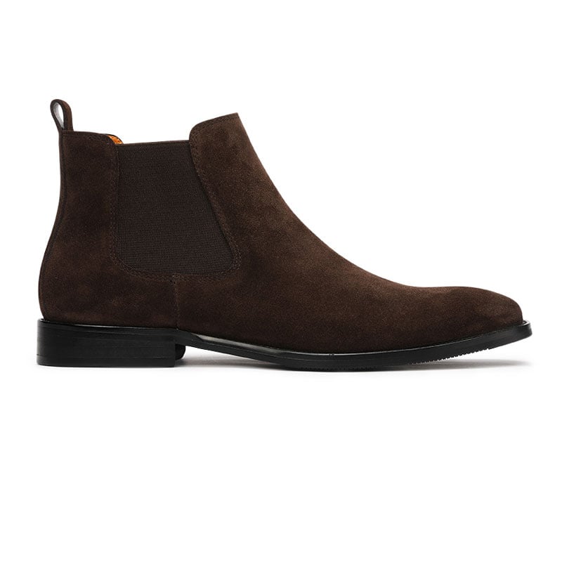  Giày cao cổ nam chelsea boot da bò lộn màu nâu 