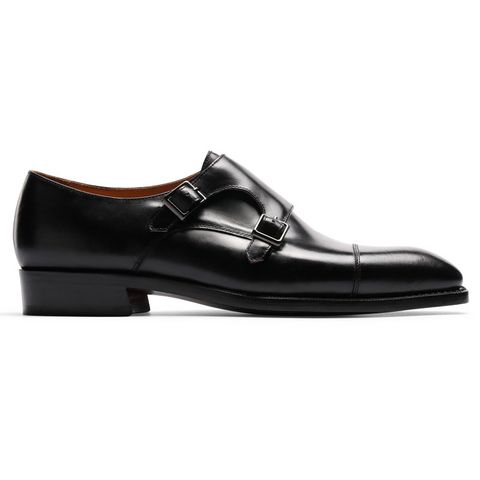  Giày double monk strap màu đen da bò 