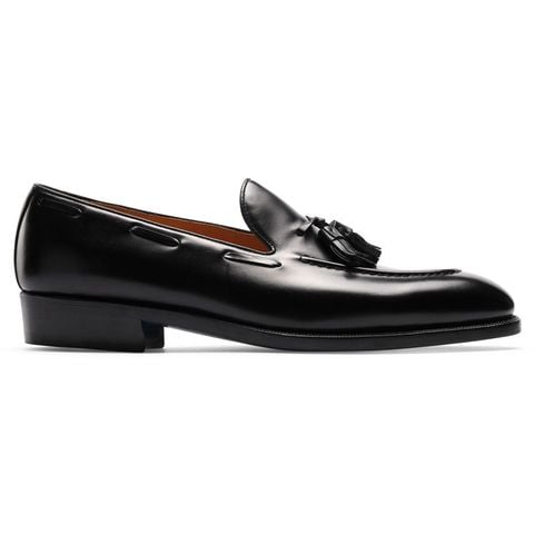  Giày lười da bò màu đen kiểu dáng loafer 