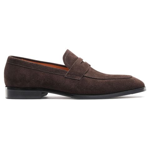  Giày lười da lộn loafer màu nâu 