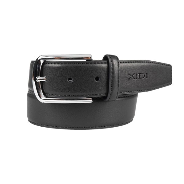  Thắt lưng nam bản nhỏ màu đen chỉ chấn viền khóa xỏ kim 