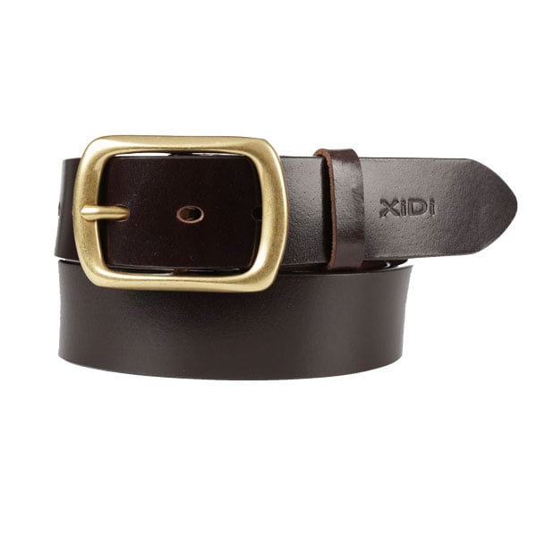  Dây nịt nam da bò màu nâu đậm khóa xỏ kim đồng vàng 