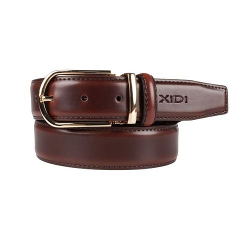  Thắt lưng nam da bò chấn viền màu nâu đậm 