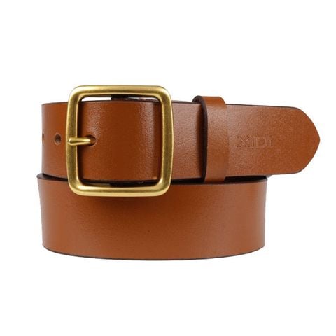  Dây thắt lưng nam quần jean da bò màu cam khóa xỏ kim cao cấp 