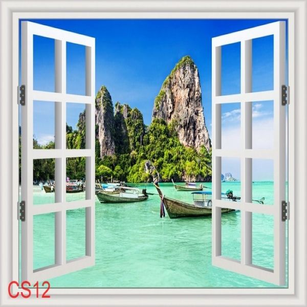 Tranh dán tường cửa sổ 3D đẹp mã CS-12