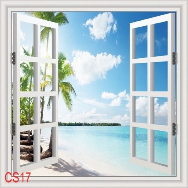 Tranh dán tường cửa sổ 3D đẹp mã CS-18
