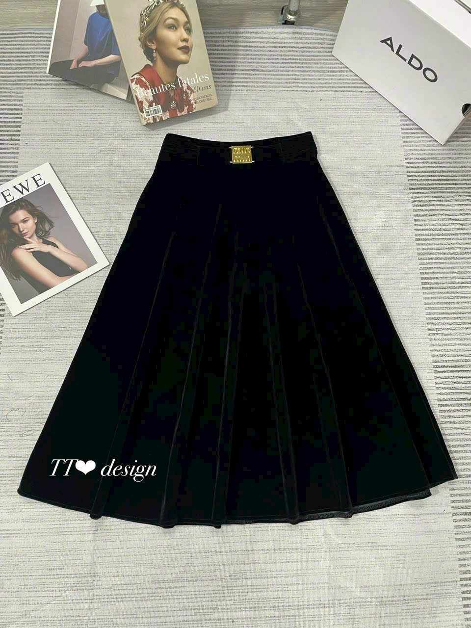 Chân váy Nhung tăm trơn dáng dài kèm đai xinh | Lazada.vn