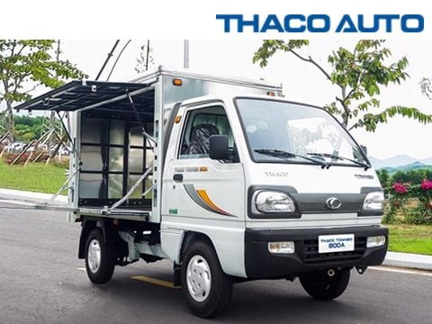  XE TẢI THACO TOWNER 800A EURO 5 | TẢI TRỌNG 770 KG | THÙNG BÁN HÀNG LƯU ĐỘNG - CÁNH DƠI 