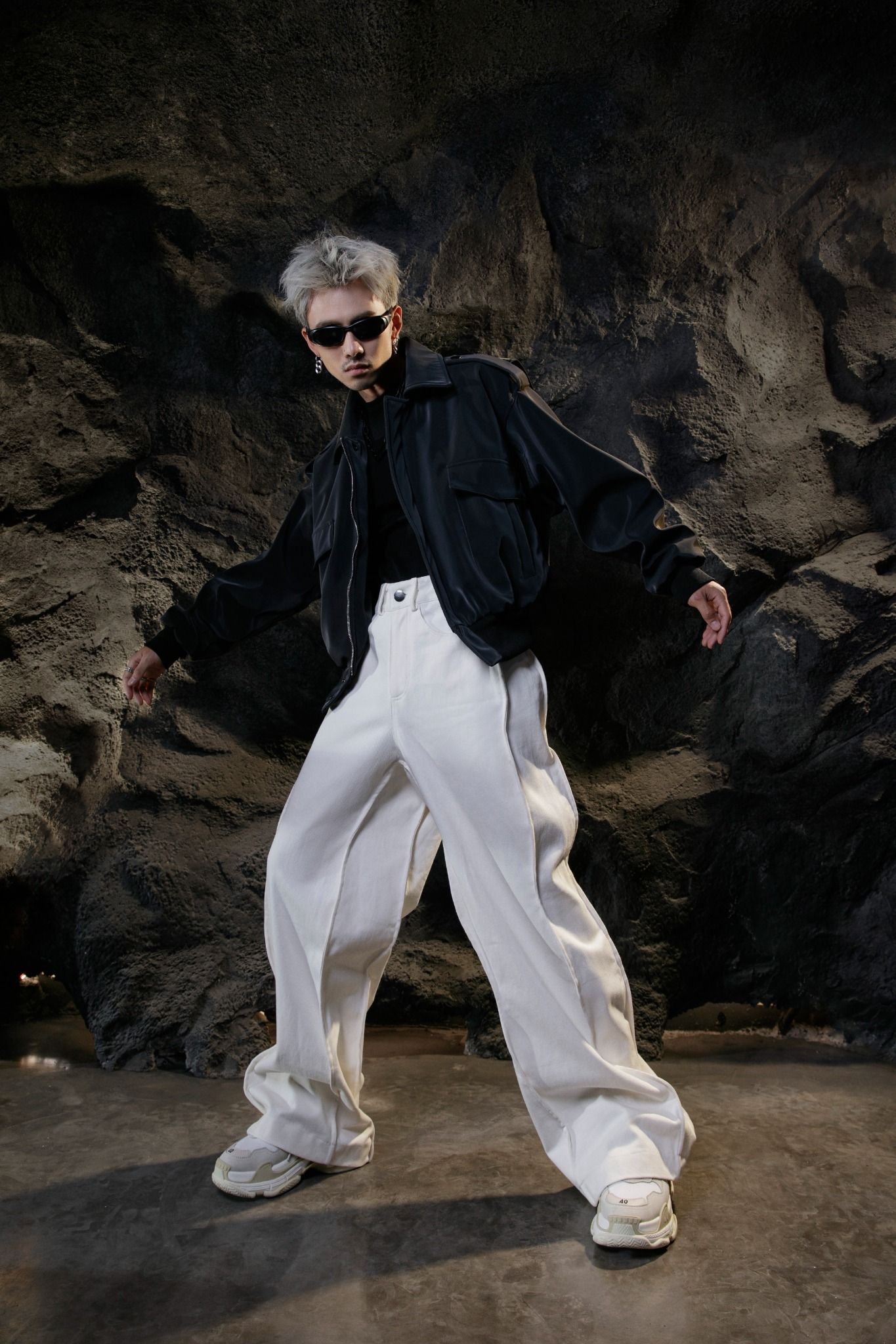  MEN - KAKI WAVE PANTS (white/black) 