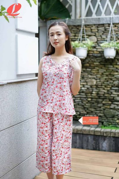 A48118010 - Đồ bộ mặc nhà bộ lỡ RAYON in hoa