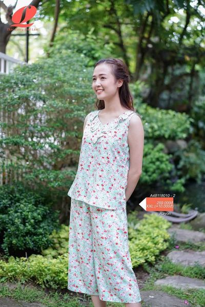 A48118010 - Đồ bộ mặc nhà bộ lỡ RAYON in hoa