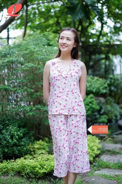 A48118010 - Đồ bộ mặc nhà bộ lỡ RAYON in hoa