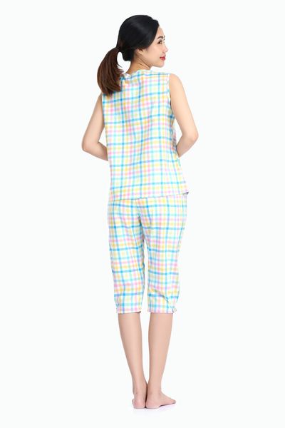 Q44218070 - Đồ bộ mặc nhà bộ lửng COTTON  caro