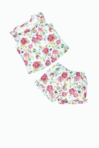 Q43219070 - Bộ ngắn ngắn mặc nhà COTON hoa sát nách trẻ trung