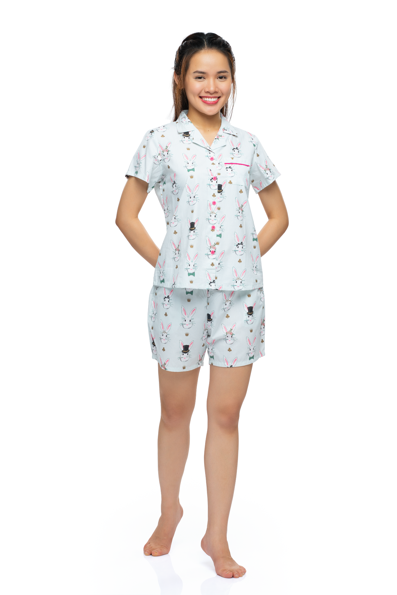 Z43219030 - Bộ ngắn Pijama mặc nhà Cotton họa tiết dễ thương