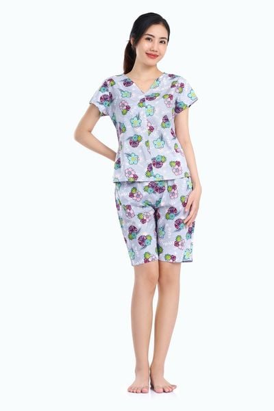Z44219020 - Đồ bộ mặc nhà bộ lửng COTTON in hoa
