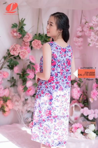 A47118071 - đầm mặc nhà rayon hoa chất lanh mềm mại mát mẻ