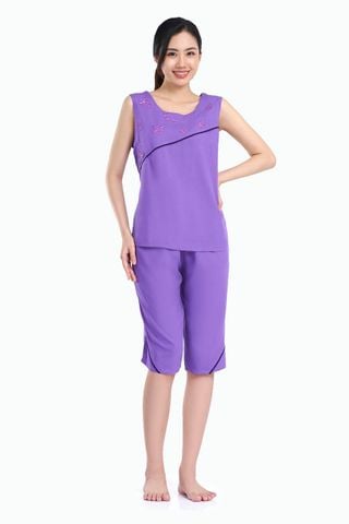 Q44128080 - Bộ Lửng mặc nhà Rayon Màu Thêu
