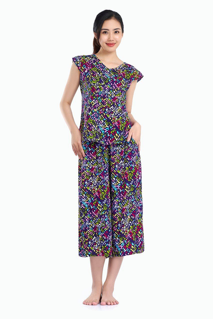  A48118020 - Đồ bộ mặc nhà bộ lỡ RAYON in hoa 