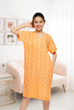  A47112202 - Đầm mặc nhà QUẾ LÂM RAYON HOA cổ tim họa tiết đơn giản 
