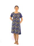  A47112001 - Đầm mặc nhà, váy ngủ nữ form rộng , chất Rayon mát mềm, họa tiết hoa, tay ngắn 
