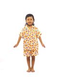  Q23112401-bộ ngắn rayon bé gái cổ tim, họa tiết động vật 