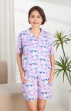  A431142502 - Bộ ngắn mặc nhà Pijama Ngắn tay rayon hoa 