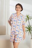 A431142502 - Bộ ngắn mặc nhà Pijama Ngắn tay rayon hoa 