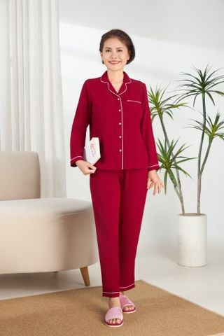 A451342411 - Đồ bộ Pijama quần dài, áo dài tay màu sắc đơn giản