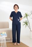  Bộ Dài in hoa Quế Lâm quần dài, tay ngắn chất vải rayon mềm mại, thoáng mát - A451242401 