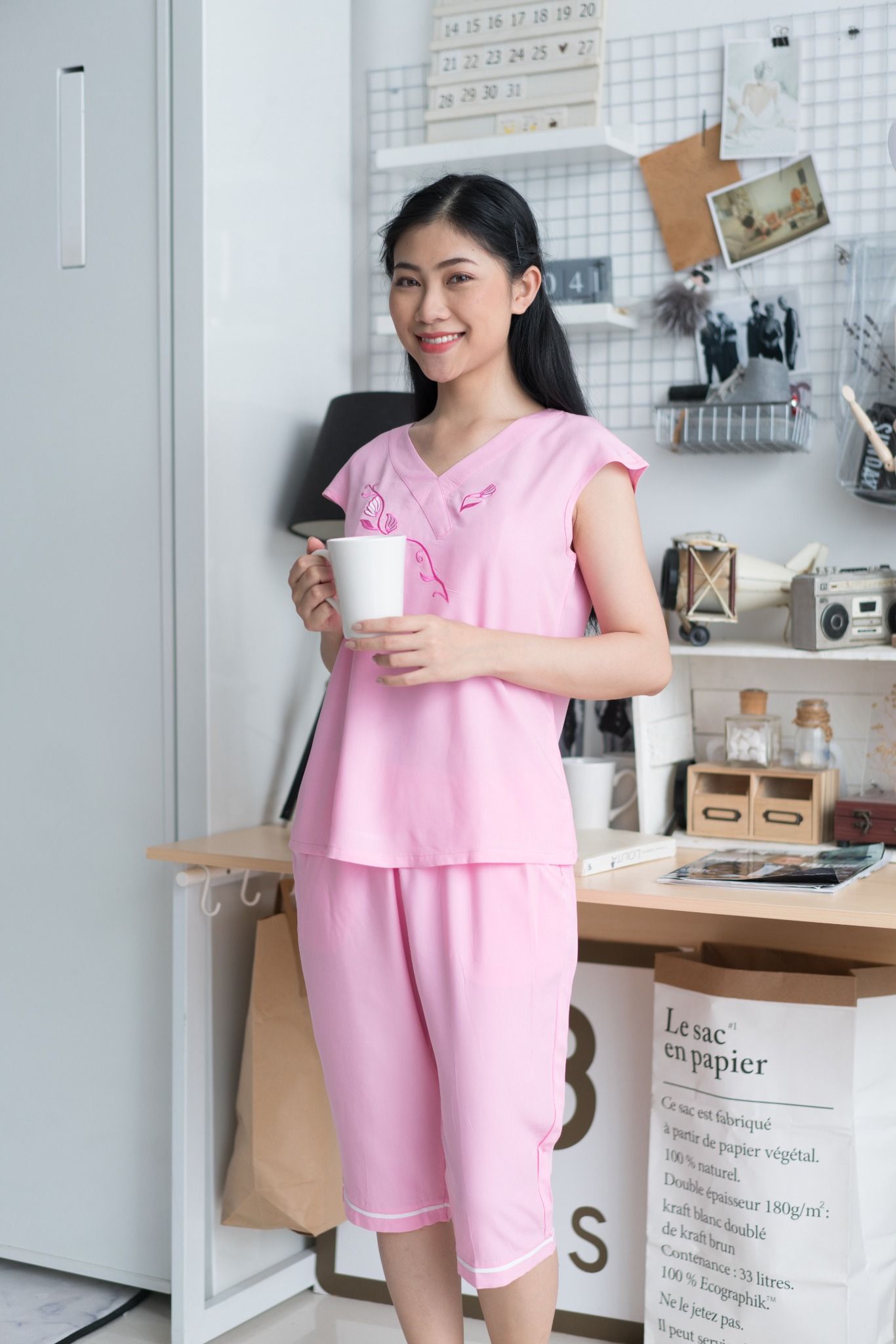 Q44128030 - Đồ bộ mặc nhà bộ lững RAYON màu thêu