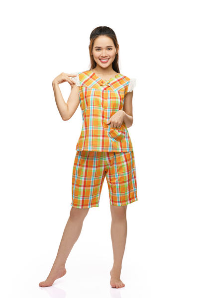 Q44219140 - Đồ lửng mặc nhà Cotton họa tiết caro