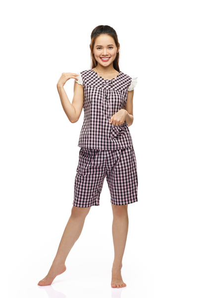 Q44219140 - Đồ lửng mặc nhà Cotton họa tiết caro