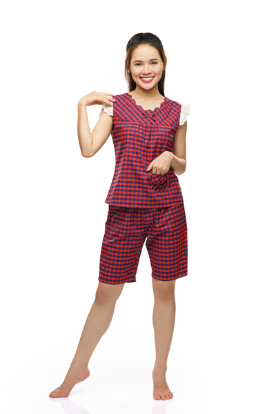 Q44219140 - Đồ lửng mặc nhà Cotton họa tiết caro