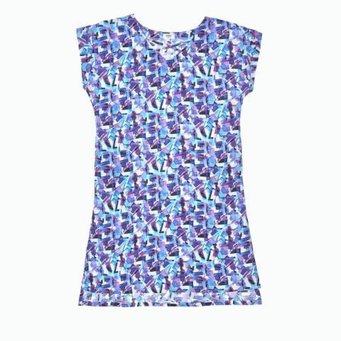 A47118040 - Đầm mặc nhà tole/ lanh/ viscose/ Rayon cao sấp in hoa, cổ tim