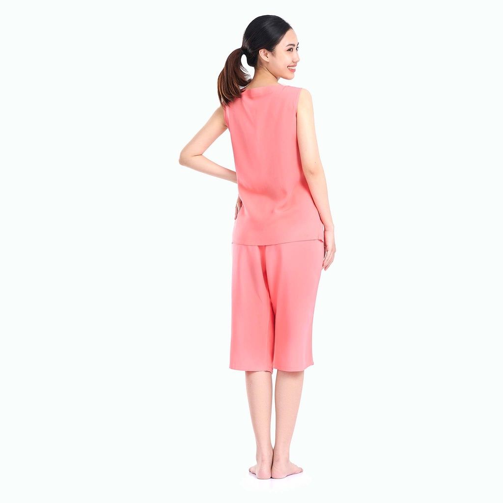  Q44128020 - Đồ Bộ Mặc Nhà Bộ Lửng RAYON Màu Thêu 