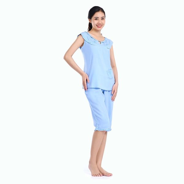 Q44128050 - Đồ Bộ Mặc Nhà Bộ Lửng Rayon Màu Thêu
