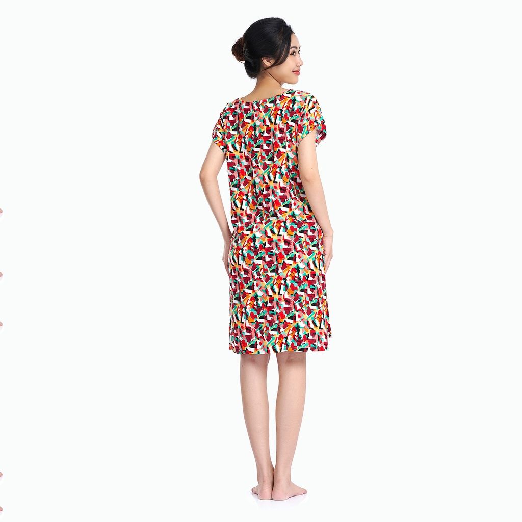 Váy ngủ ngắn không lưng hoa thủy tiên cổ chữ V, Size: XXL (Xanh đậm)