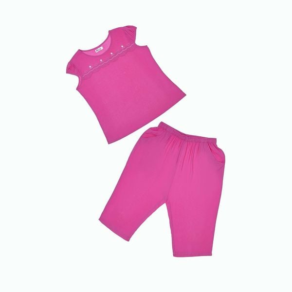 Q44128070Đồ -  Bộ Mặc Nhà Bộ Lửng Rayon Màu Thêu