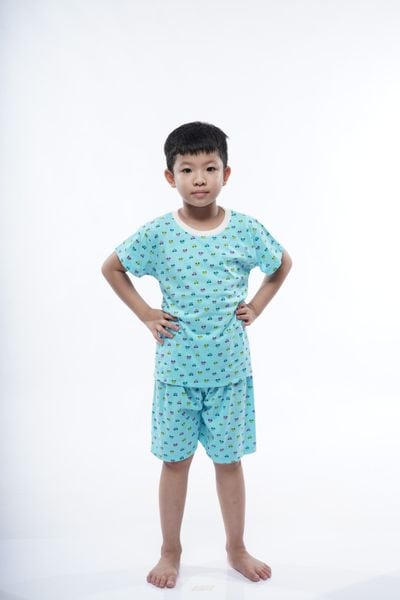 Q33519010 - Đồ bộ mặc nhà bé trai thun cotton quần ngắn áo cổ tròn họa tiết  dễ thương