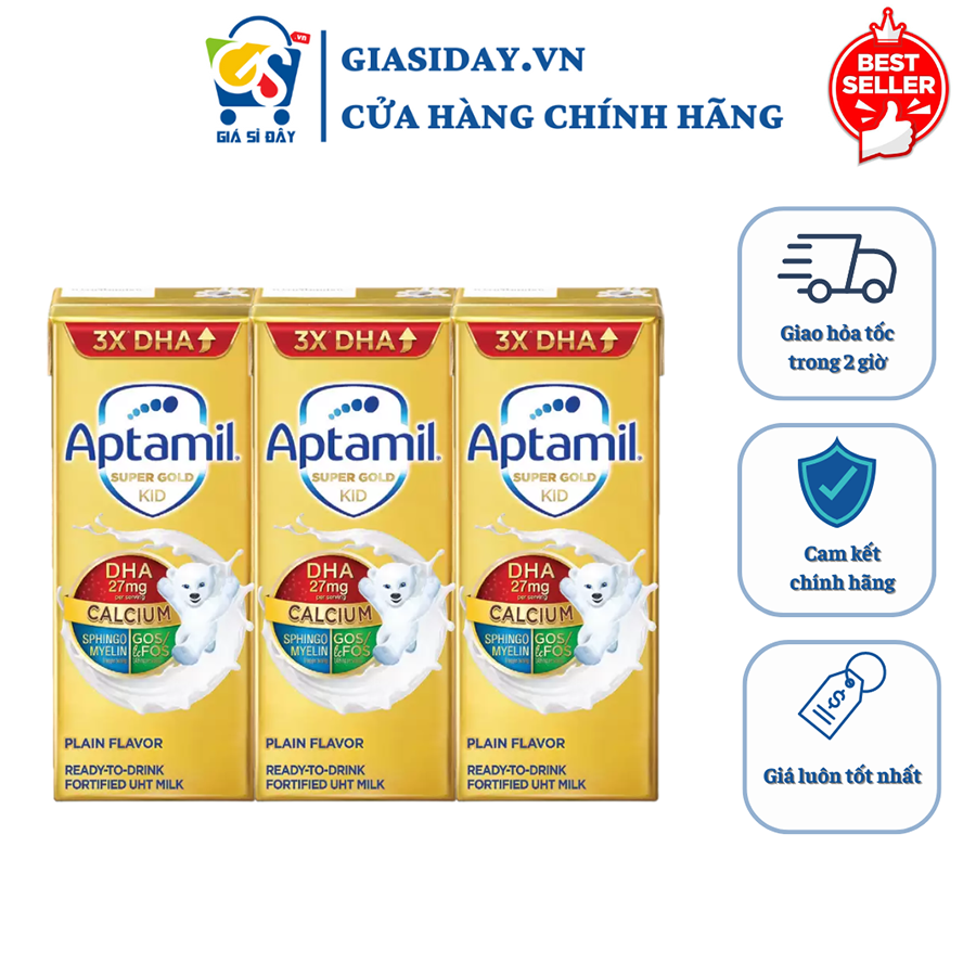 Sữa Nước Aptamil Super Gold Kid 180ml / Thùng 27 Hộp - Sữa Công Thức Dinh Dưỡng Pha Sẵn