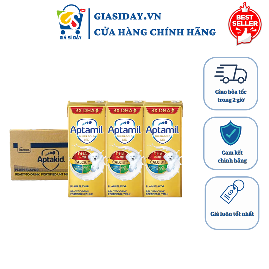 Sữa Nước Aptamil Super Gold Kid 180ml / Thùng 27 Hộp - Sữa Công Thức Dinh Dưỡng Pha Sẵn