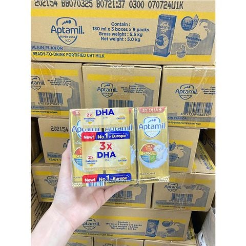 Sữa Nước Aptamil Super Gold Kid 180ml / Thùng 27 Hộp - Sữa Công Thức Dinh Dưỡng Pha Sẵn