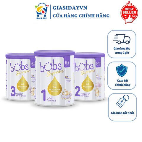 Sữa Bubs Supreme Đạm A2 Số 1, 2, 3 Hộp 800g - Sữa Bột Công Thức