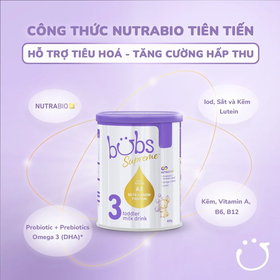 Sữa Bubs Supreme Đạm A2 Số 1, 2, 3 Hộp 800g - Sữa Bột Công Thức