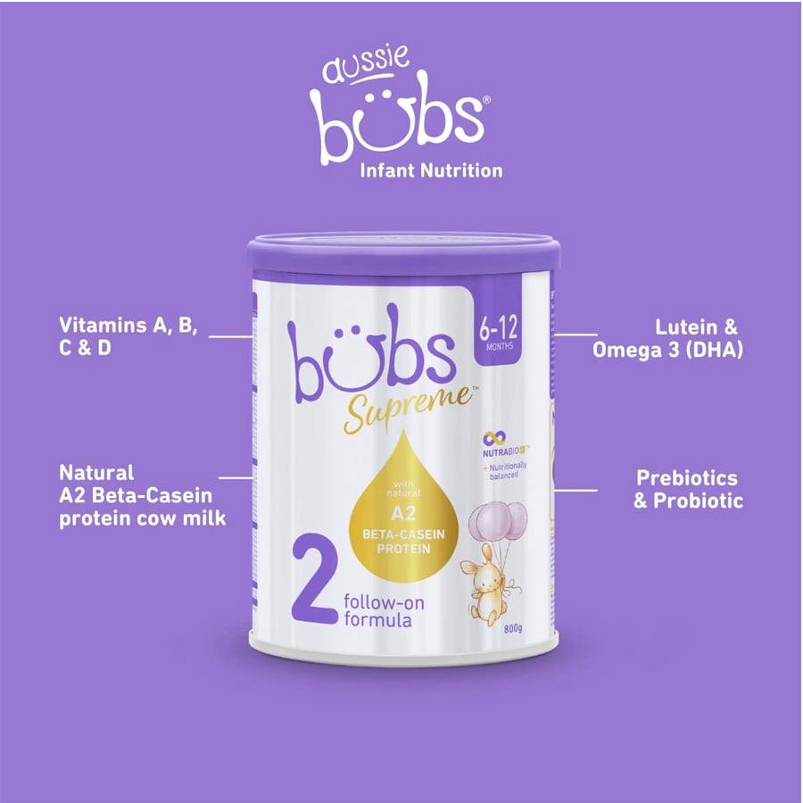 Sữa Bubs Supreme Đạm A2 Số 1, 2, 3 Hộp 800g - Sữa Bột Công Thức